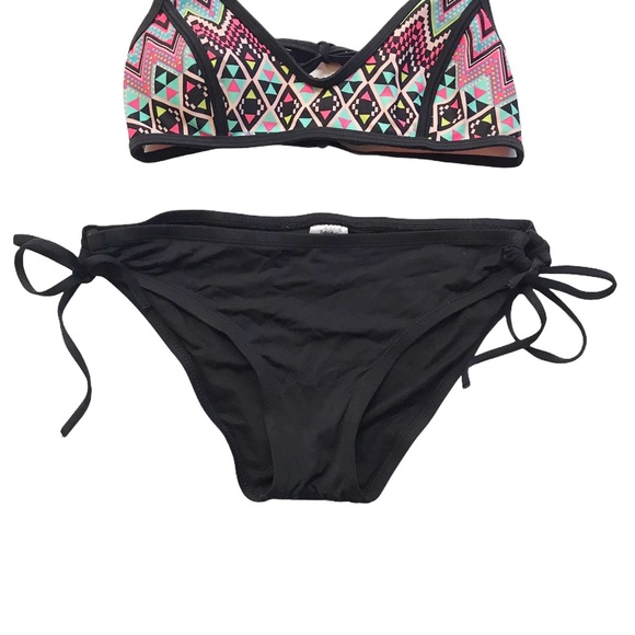 Mixed Brand 2-Piece Bikini Set Black Mix Aztec - Picture 4 of 9